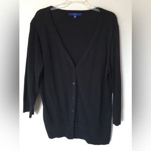 Apt. 9 3/4 sleeve black knit button-front cardigan size XXL.